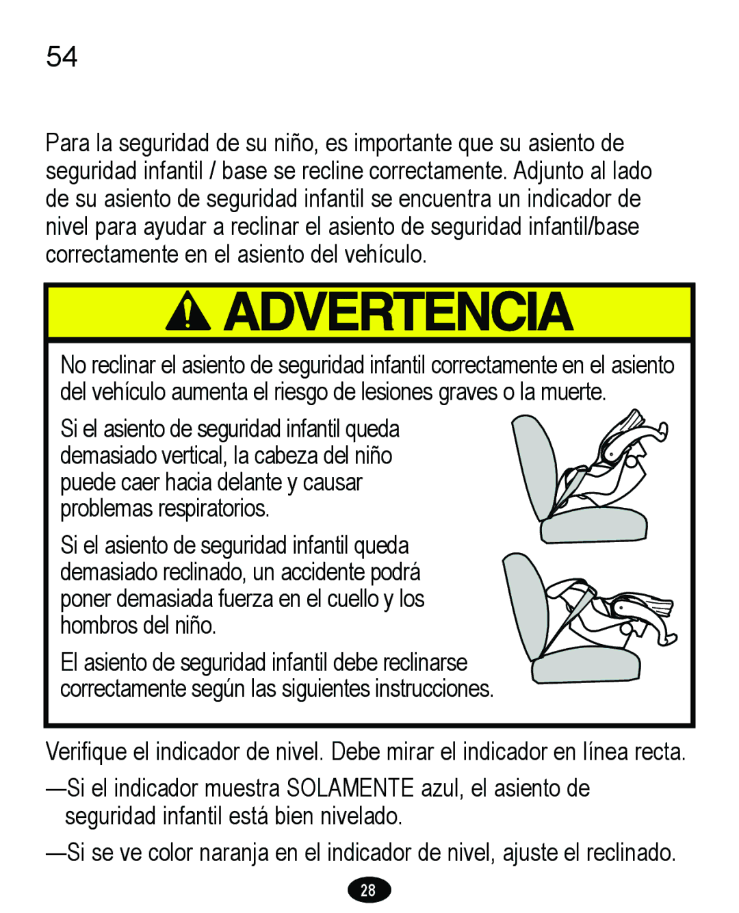 Graco 8474 owner manual Reclinar el asiento de seguridad infantil y la base 