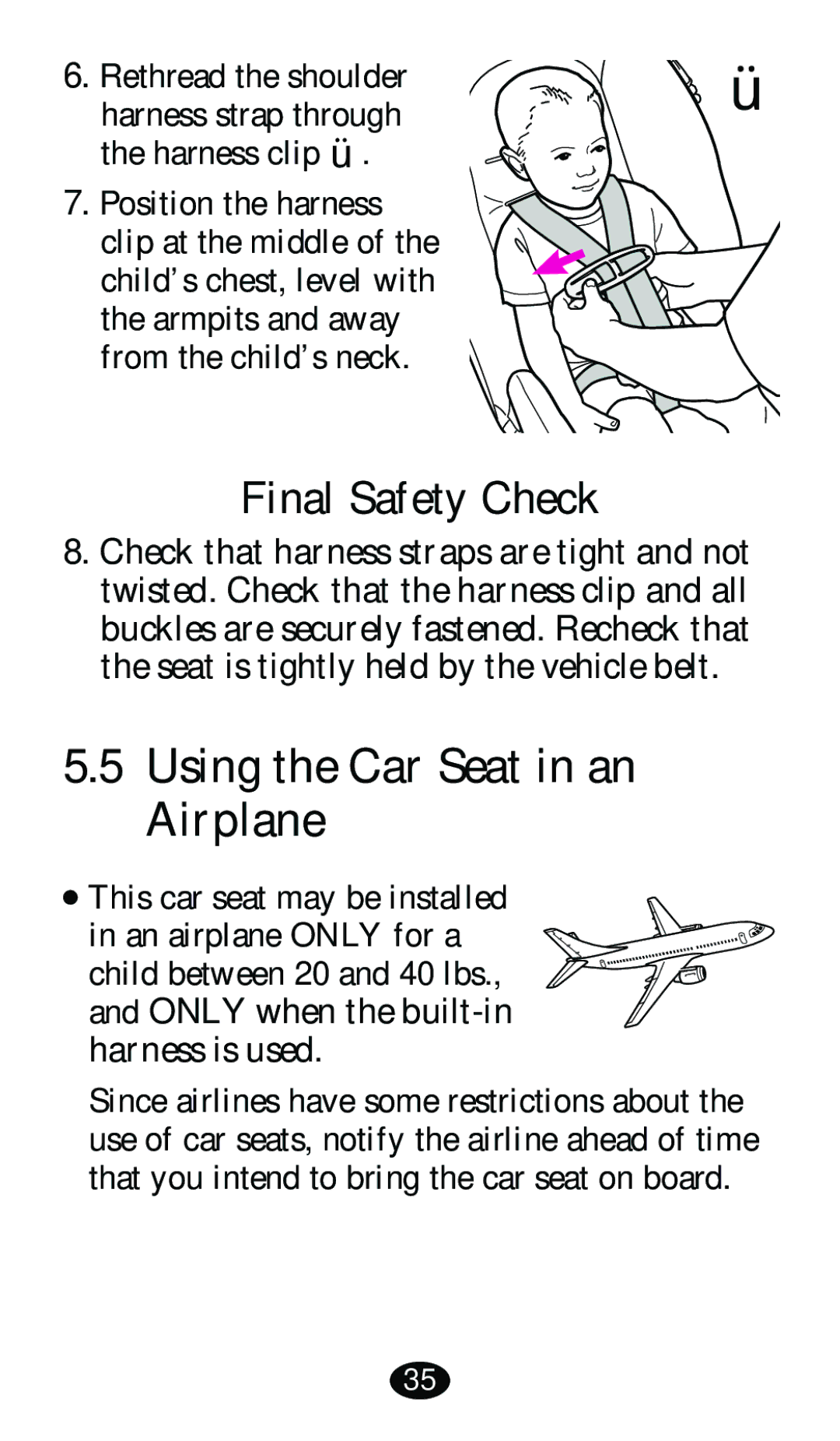 Graco 8480 owner manual Final Safety Check, Using the Car Seat in an Airplane 