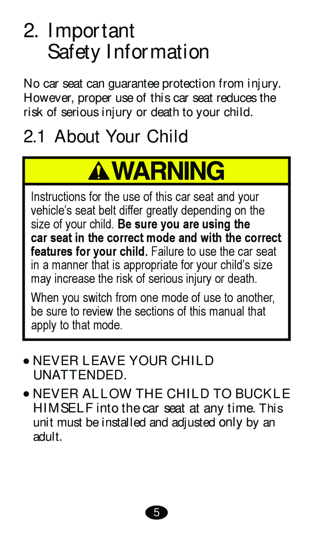 Graco 8480 owner manual Safety Information, About Your Child 