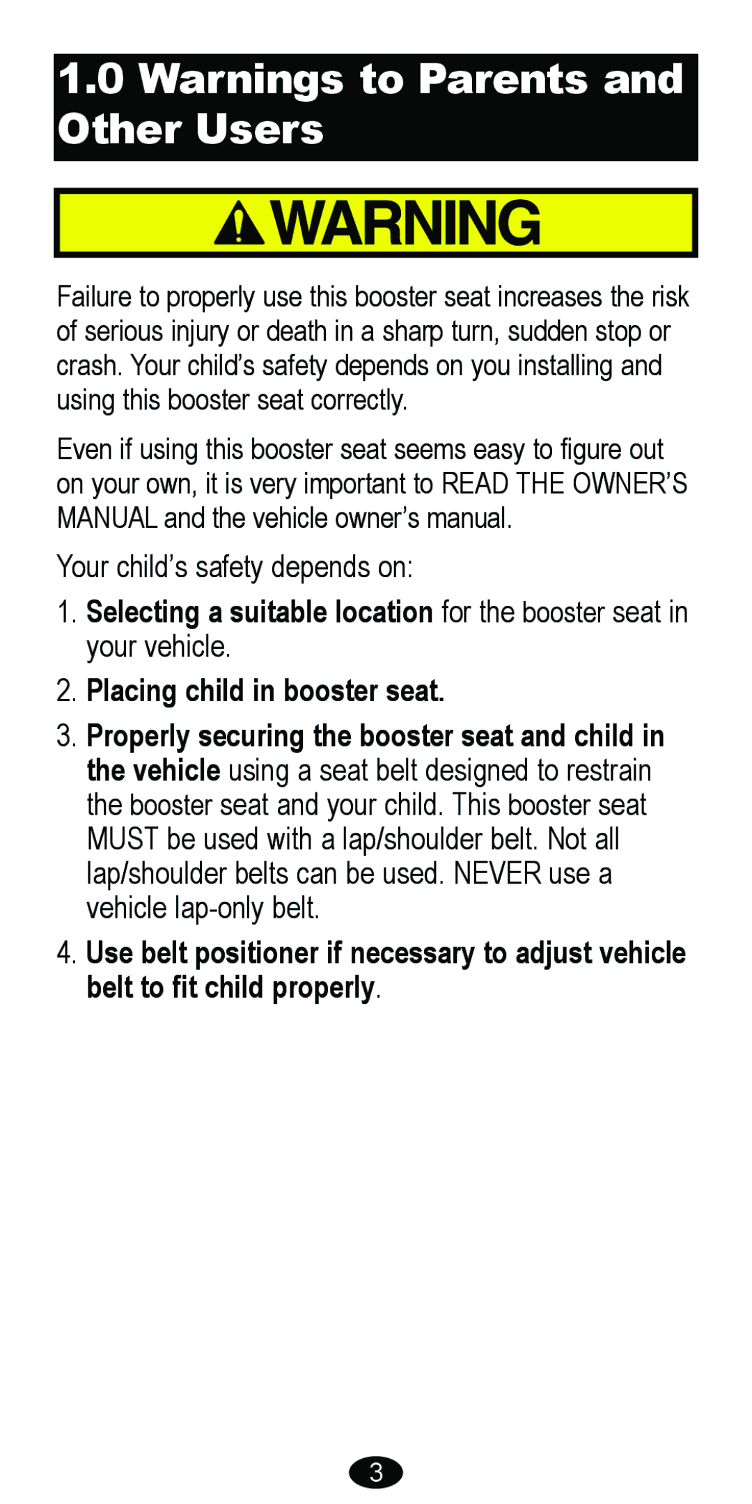 Graco 8481 owner manual Your child’s safety depends on 