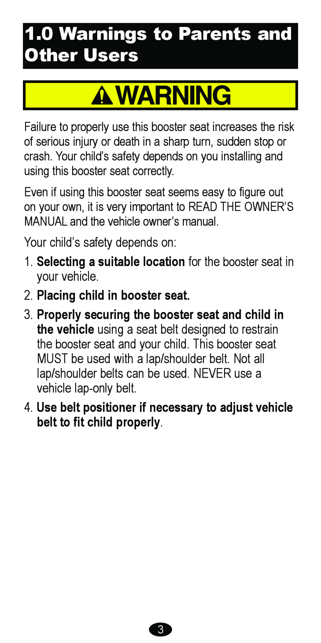Graco 8481 owner manual Warnings to Parents and Other Users 