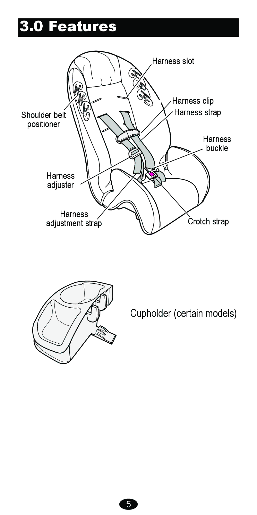 Graco 8485 owner manual Features, Cupholder certain models 