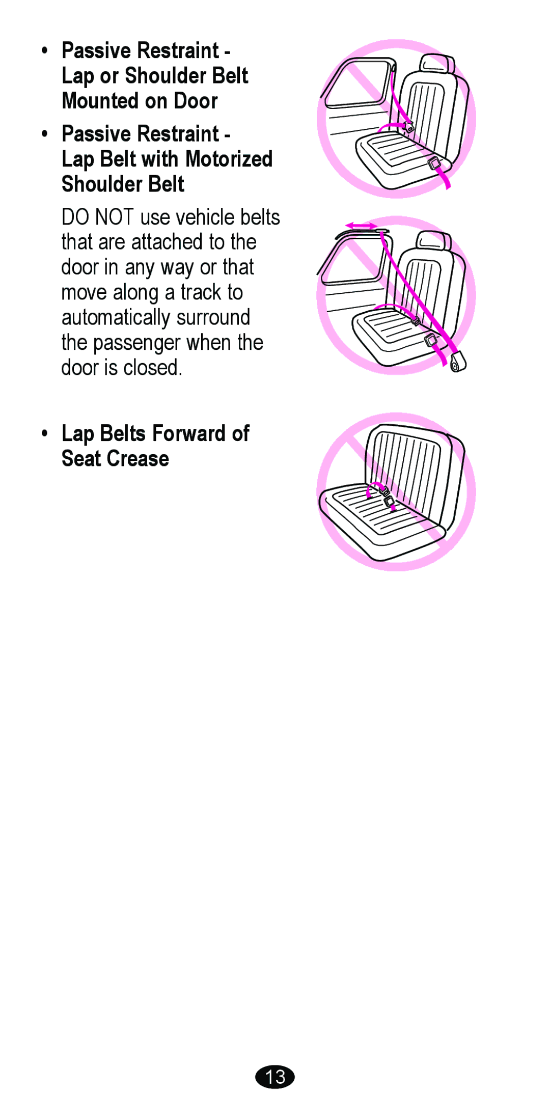 Graco 8488 owner manual Lap Belts Forward of Seat Crease 