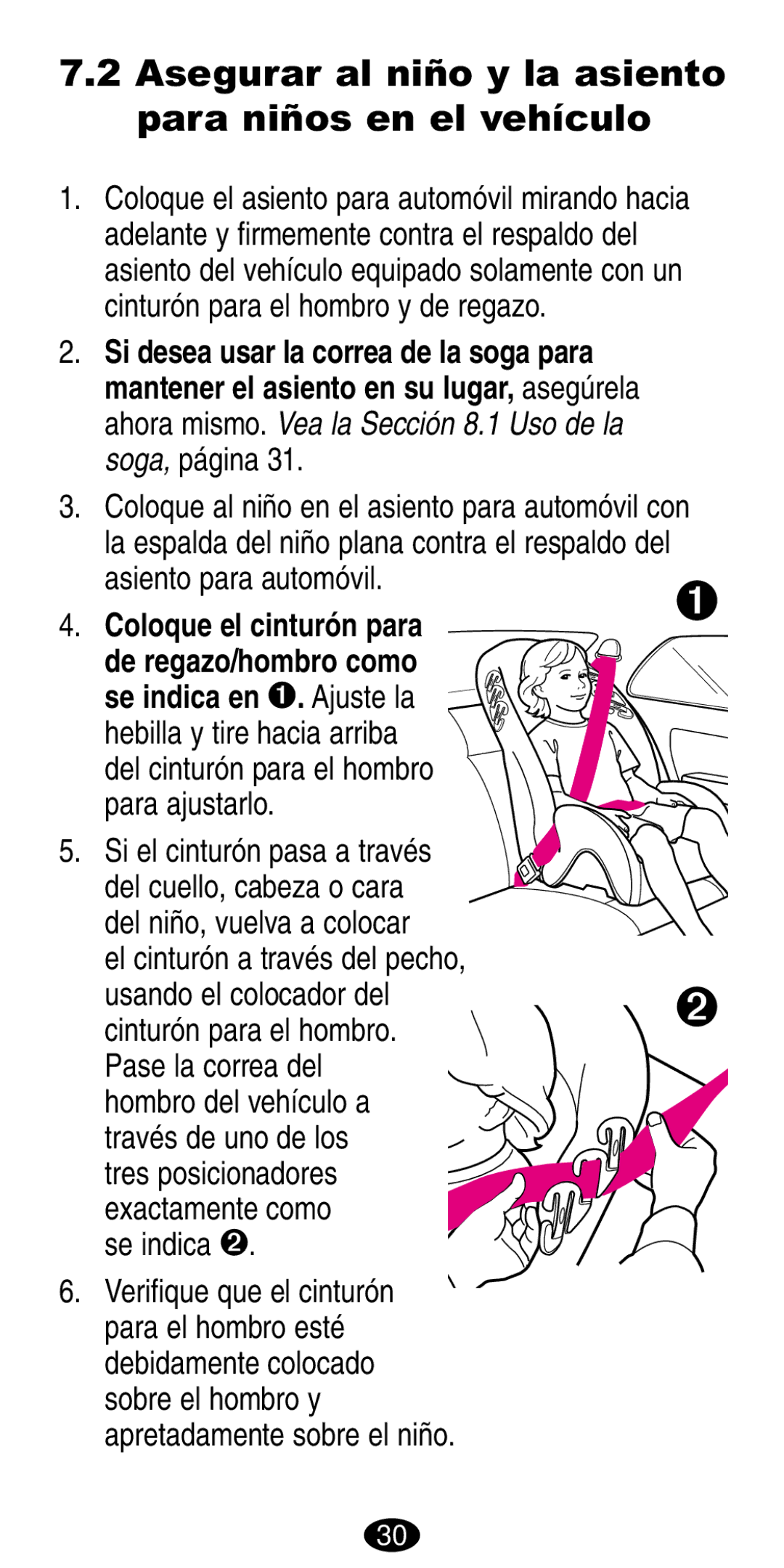 Graco 8487, 8489 Asegurar al niño y la asiento para niños en el vehículo, Coloque el cinturón para De regazo/hombro como 