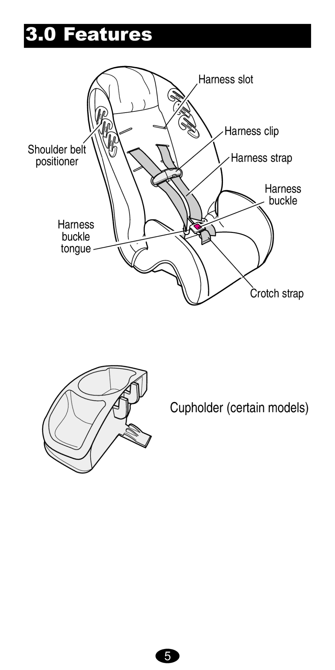 Graco 8486, 8490 manual Features, Cupholder certain models 