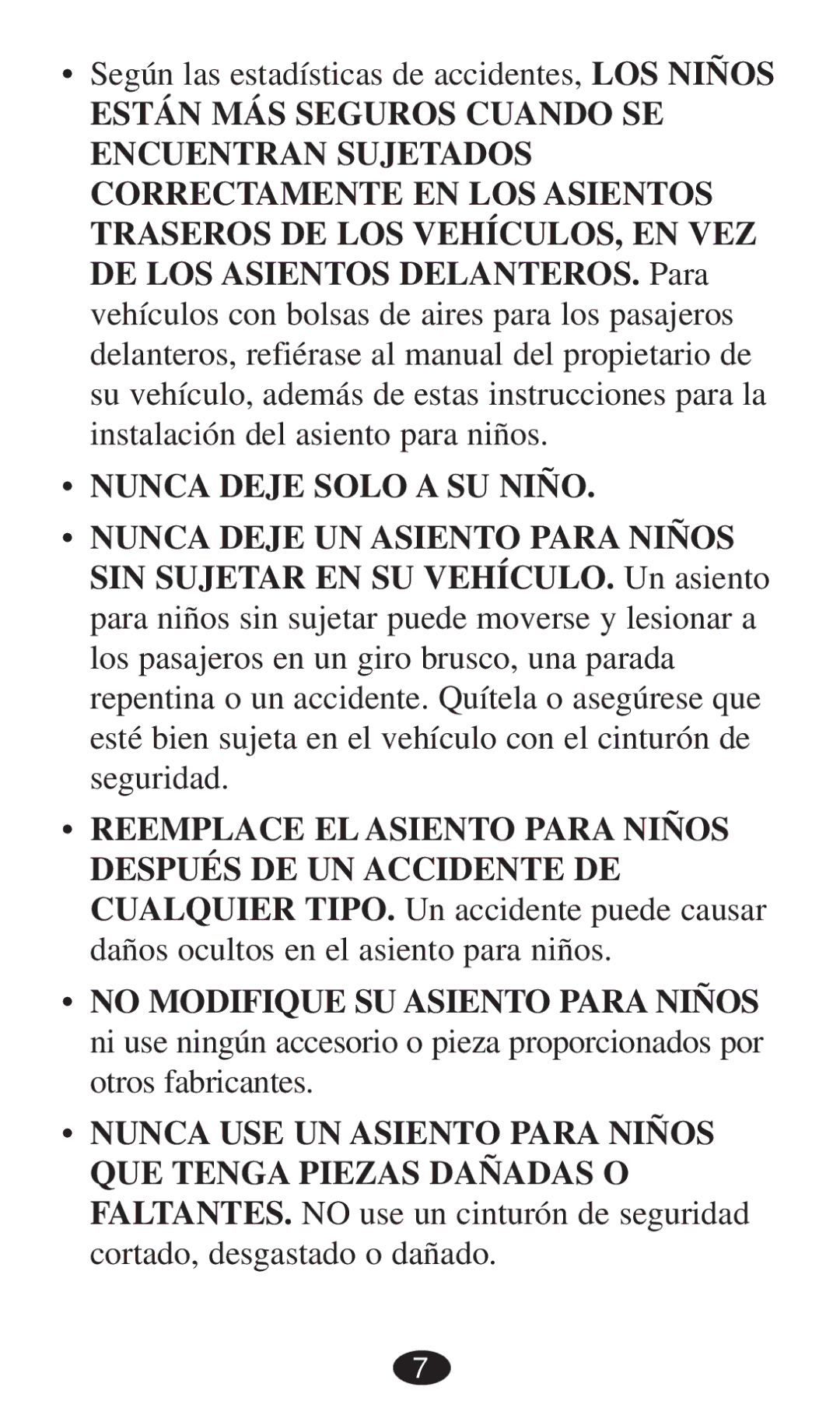 Graco 8495, 8493, 8491, 8496, 8497, 8498 owner manual Nunca Deje Solo a SU Niño 