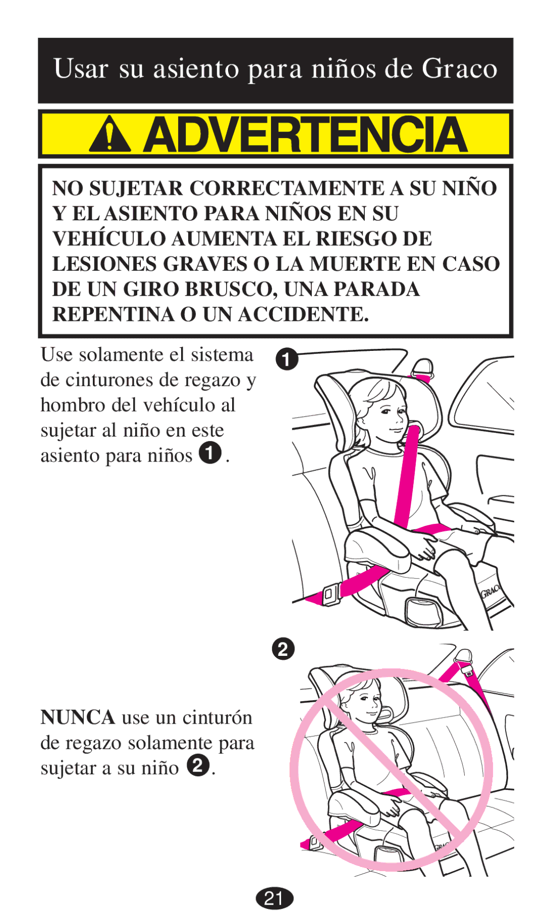 Graco 8498, 8493, 8491, 8496, 8495, 8497 owner manual Usar su asiento para niños de Graco 