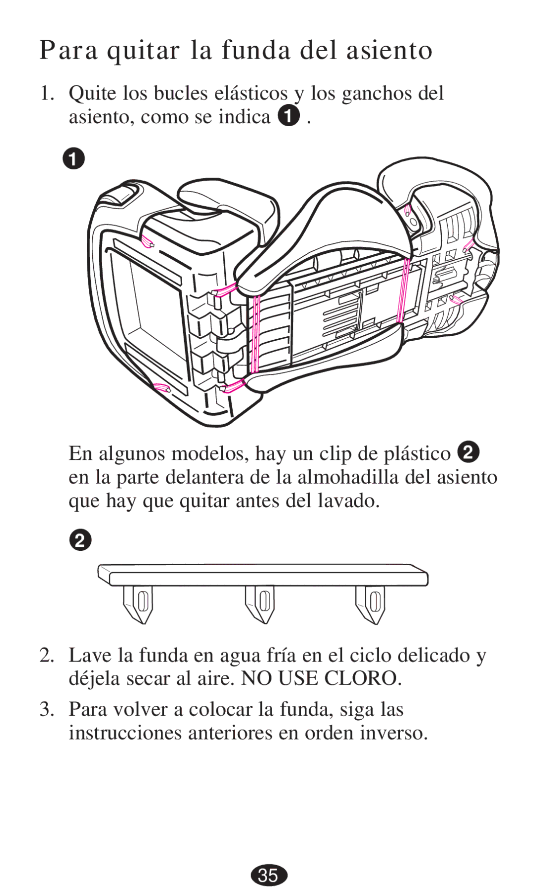 Graco 8491, 8493, 8496, 8495, 8497, 8498 owner manual Para quitar la funda del asiento 