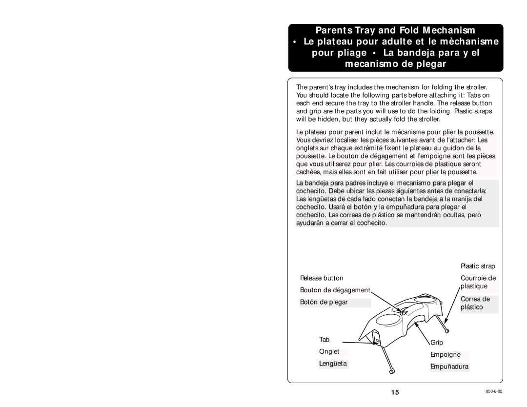 Graco 850-6-02 manual Plastic strap 