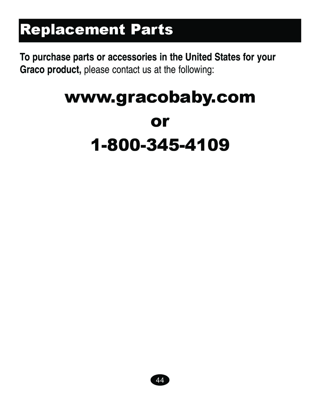 Graco 8603COR manual Replacement Parts 