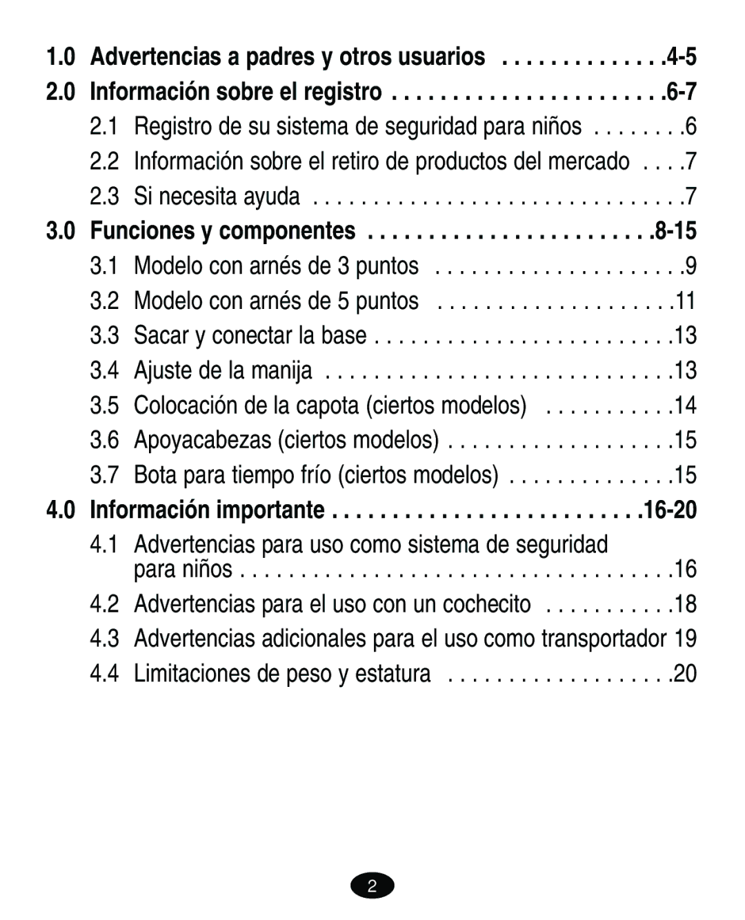 Graco 8603COR manual Advertencias para uso como sistema de seguridad 