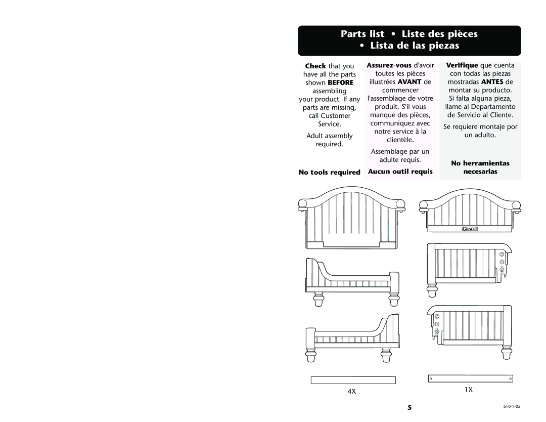 Graco 8840 manual Parts list Liste des pièces Lista de las piezas 