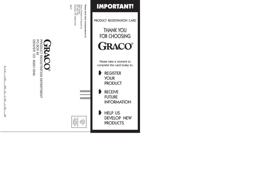 Graco 8840 manual Thank YOU 