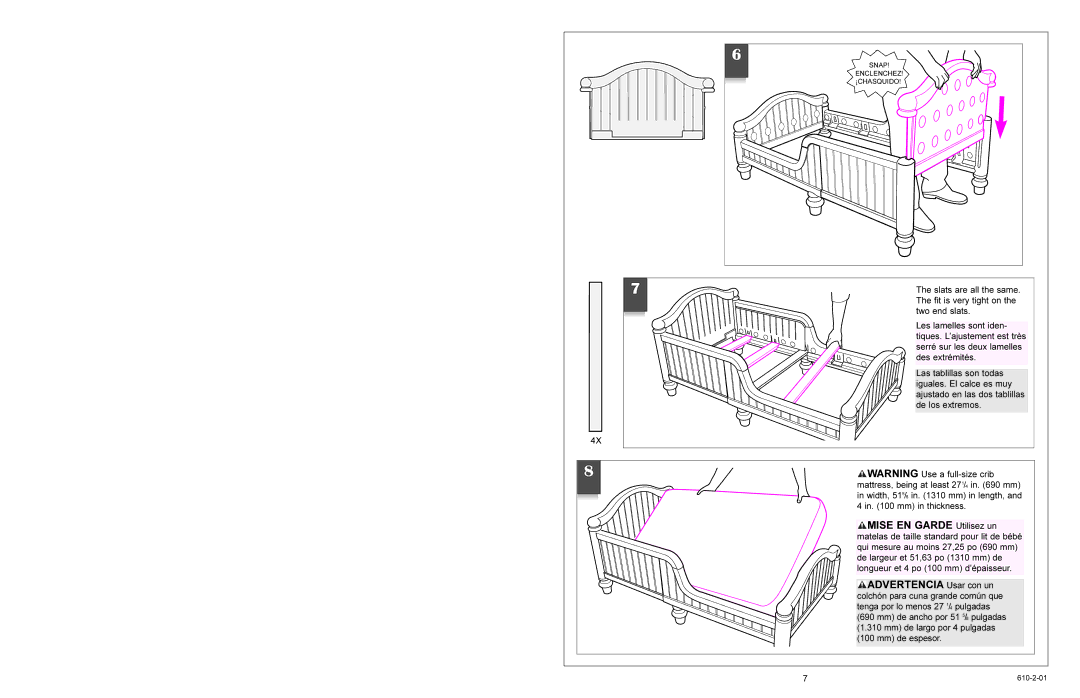 Graco 8840 manual Slats are all the same 