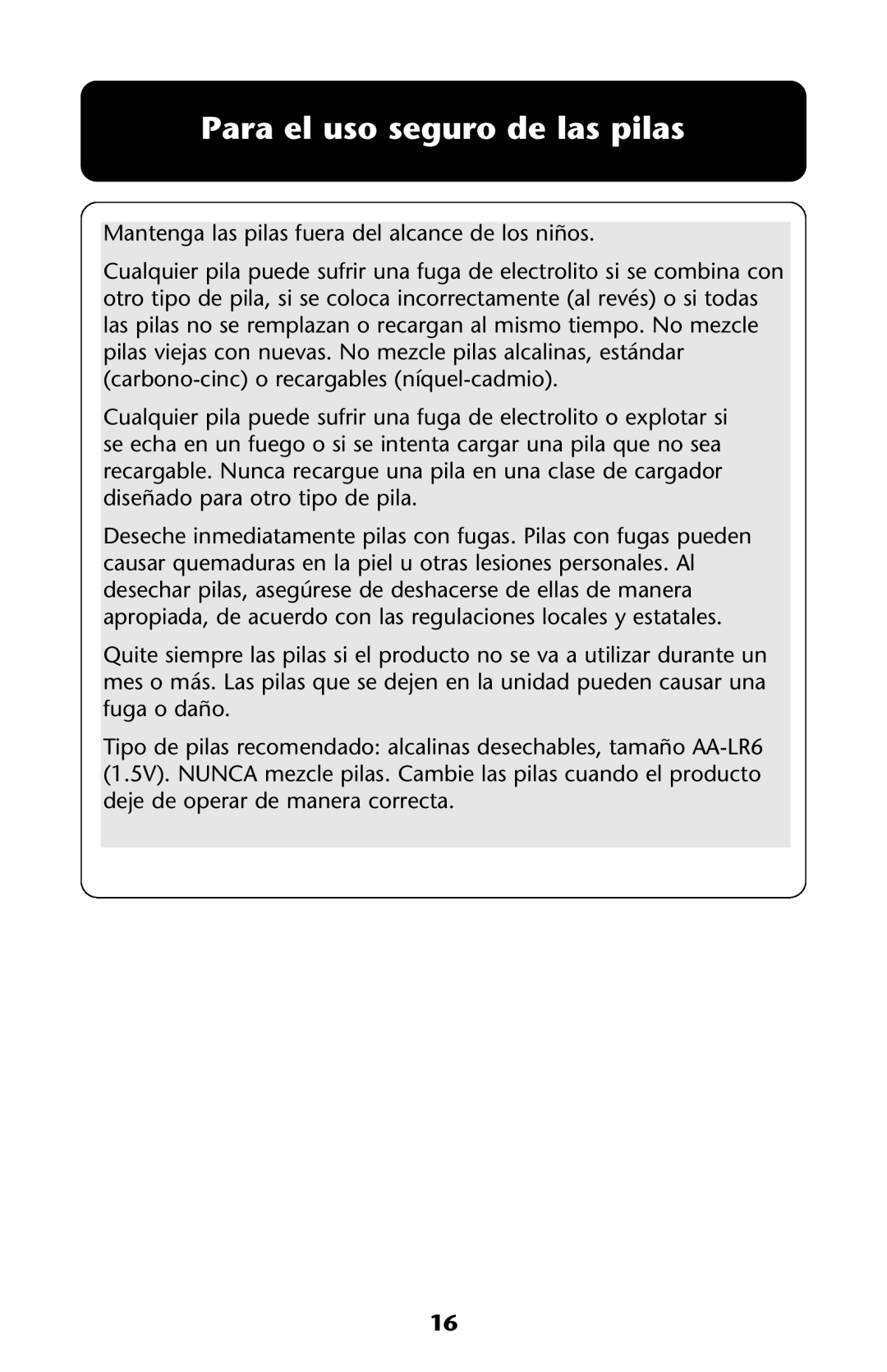 Graco 8970COT manual Para el uso seguro de las pilas 