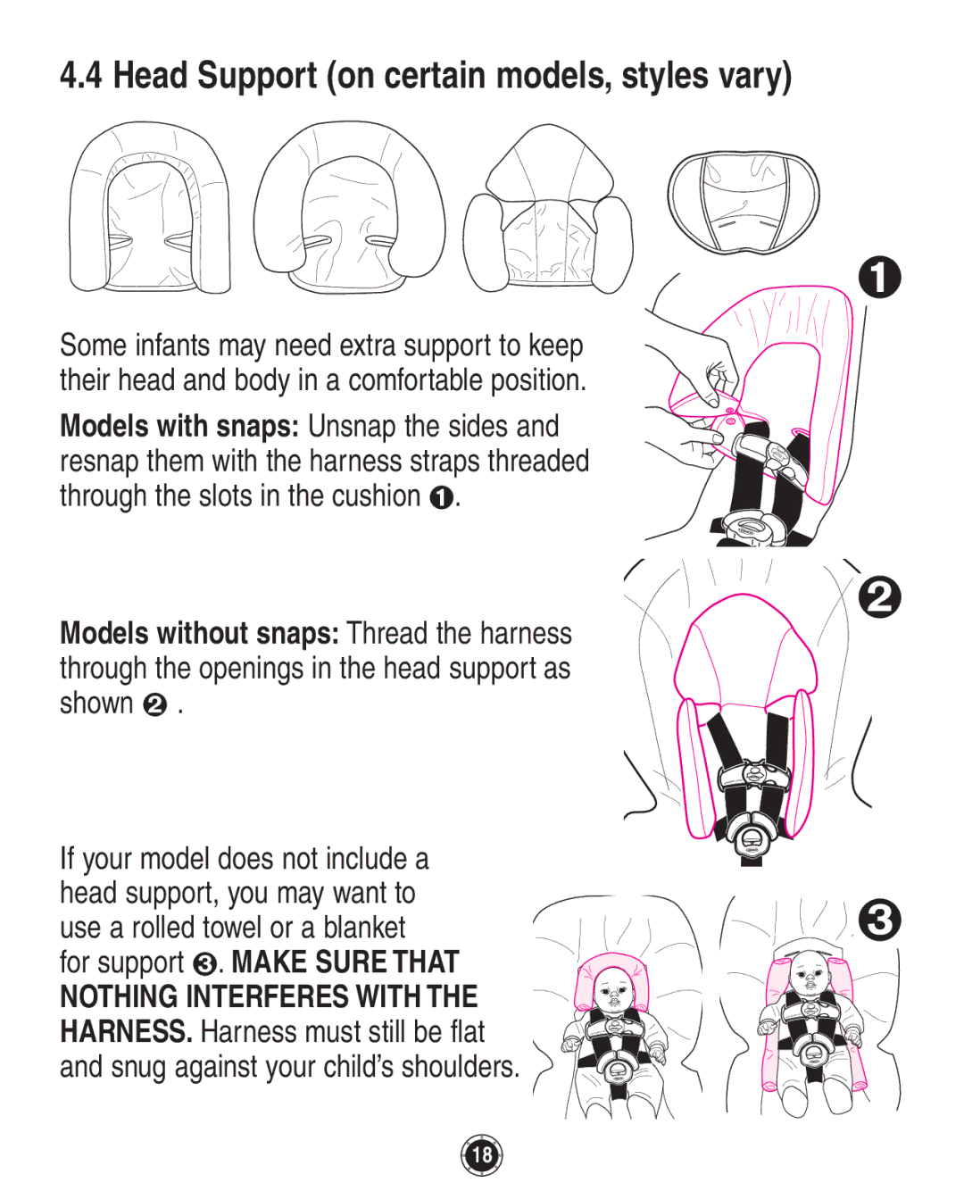 Graco 8A12BKR owner manual Head Support on certain models, styles vary 