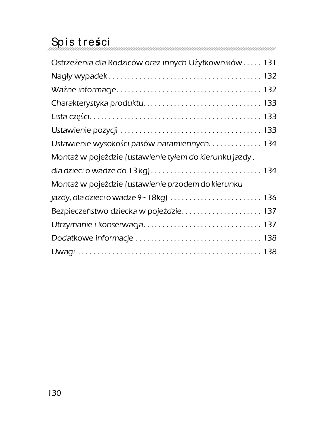 Graco 8H98 owner manual Spis treści, 130 