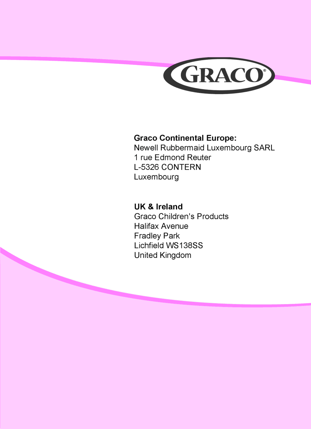 Graco 8H98 owner manual Graco Continental Europe 