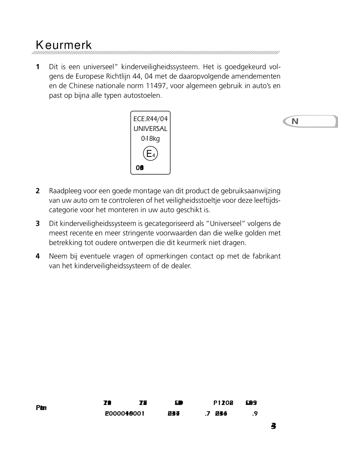 Graco 8H98 owner manual Keurmerk, Patentnummer 