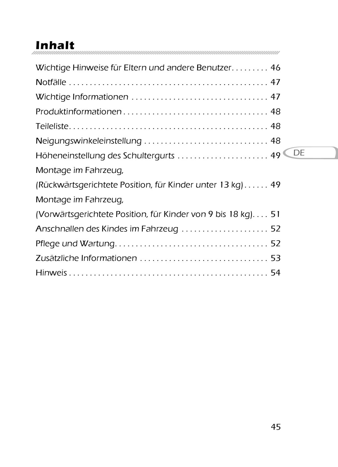 Graco 8H98 owner manual Inhalt 