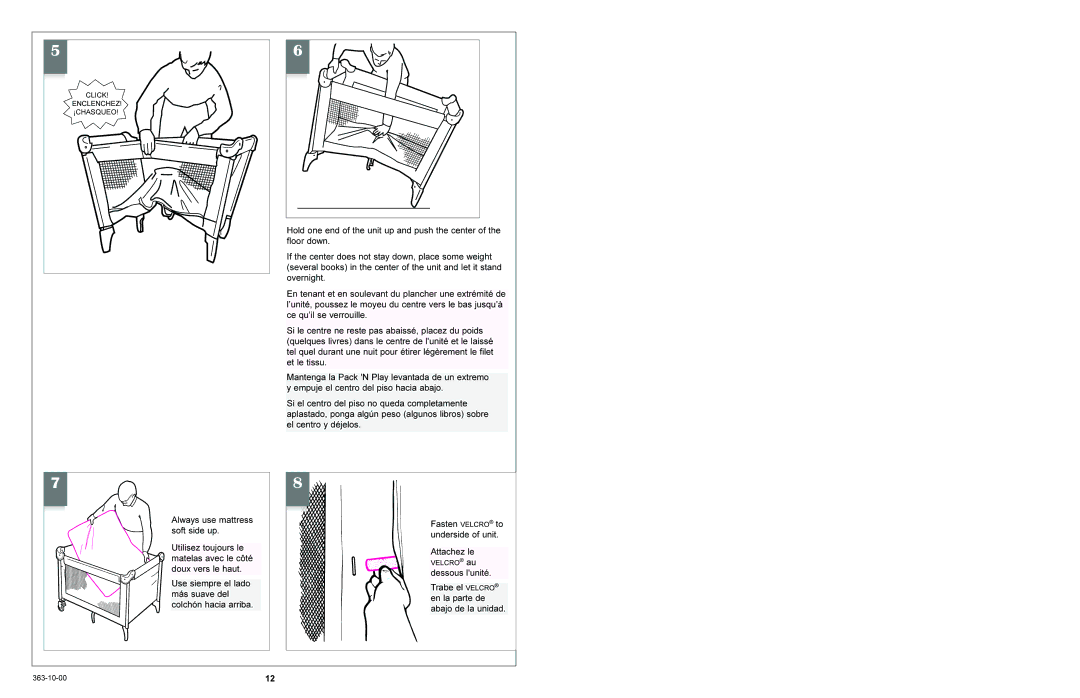 Graco 9123, 9120 manual Trabe el Velcro en la parte de abajo de la unidad 