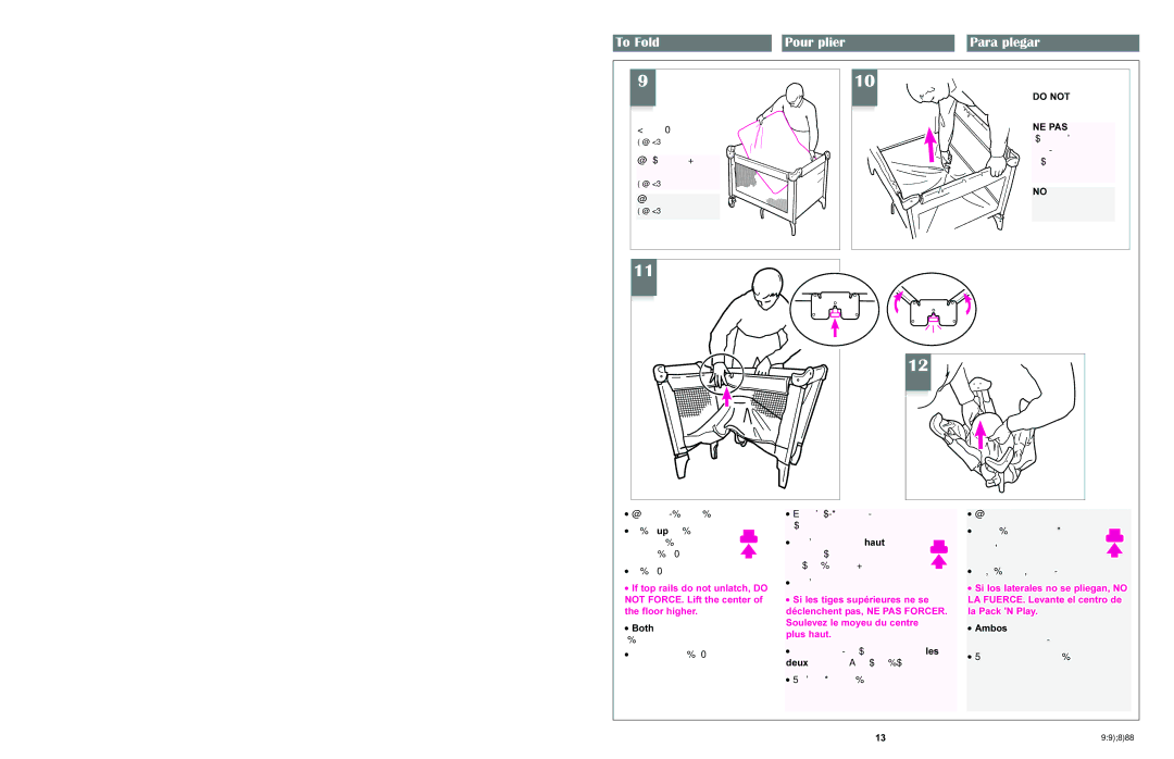 Graco 9120, 9123 manual To Fold, Para plegar 