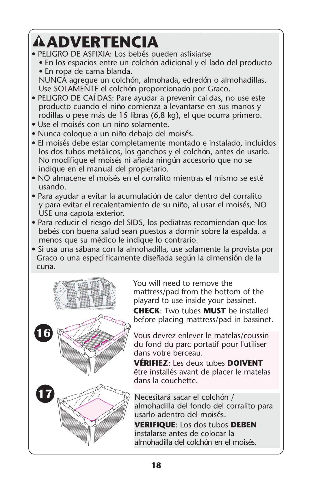 Graco 9351PWC, 9342UNS, 9351RSH owner manual Advertencia 