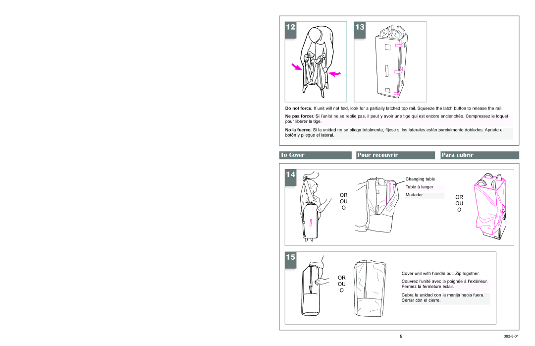 Graco 9500, 9400 owner manual To Cover Pour recouvrir Para cubrir 