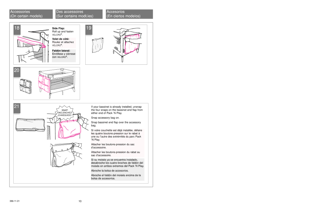 Graco 9651 owner manual Side Flap, Volet de côté 