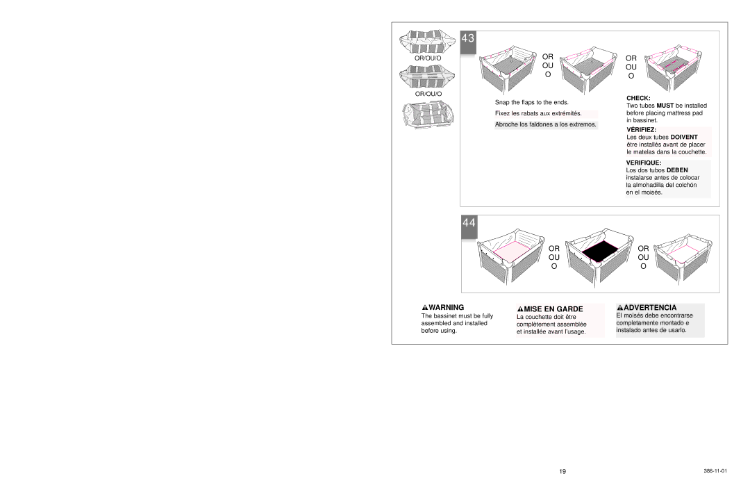 Graco 9651 owner manual Assembler Instalar, When setting up, lock rails Before lowering center 