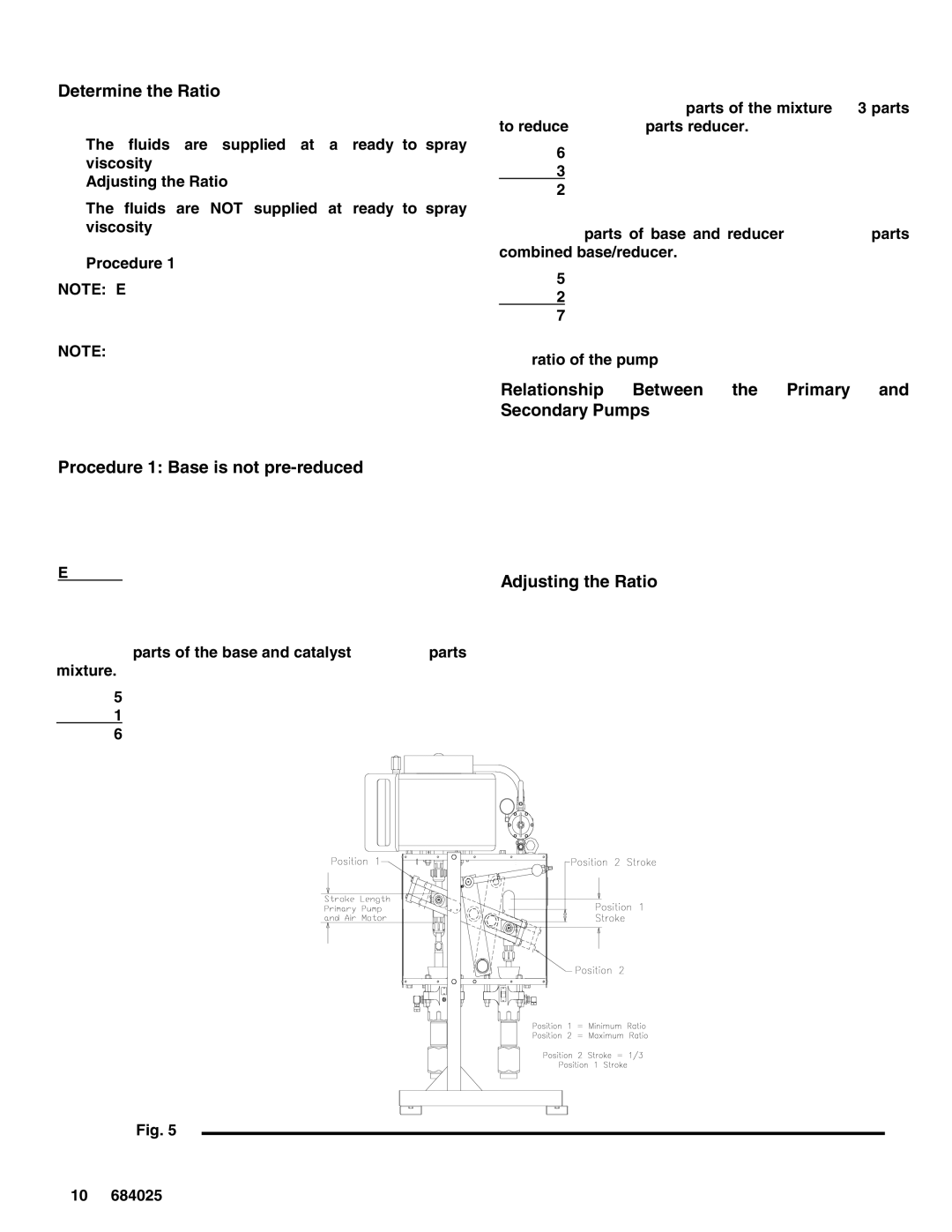 Graco 965477, 965478, 965481, 965479, 965466 Determine the Ratio, Procedure 1 Base is not pre-reduced, Adjusting the Ratio 