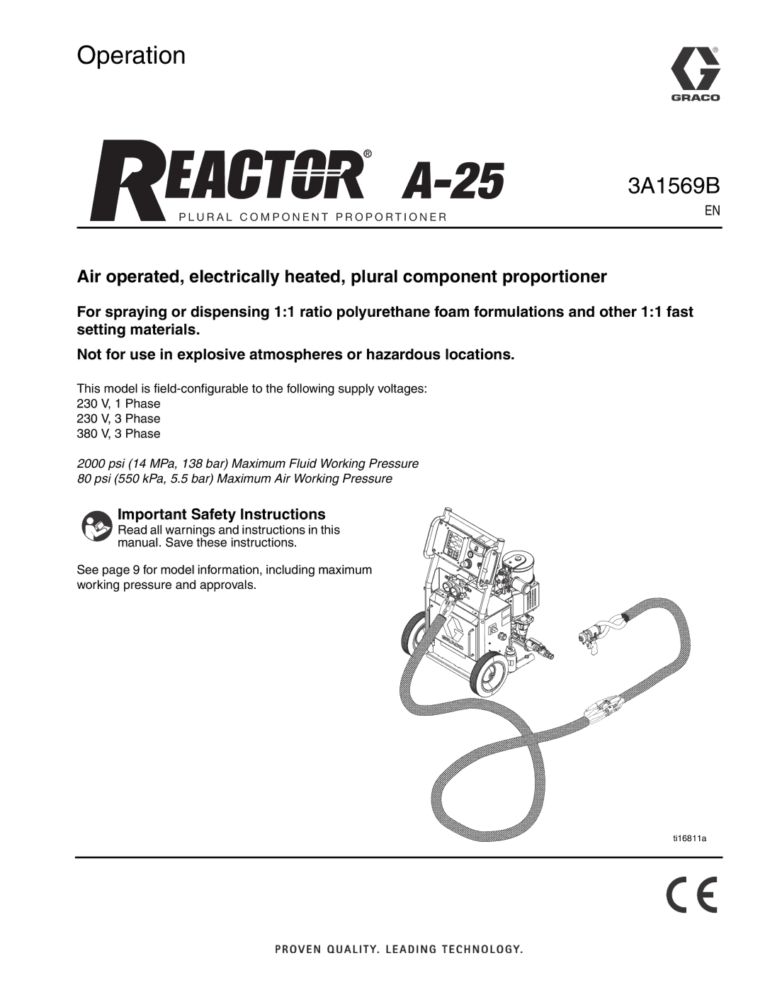 Graco A-25 important safety instructions Operation 