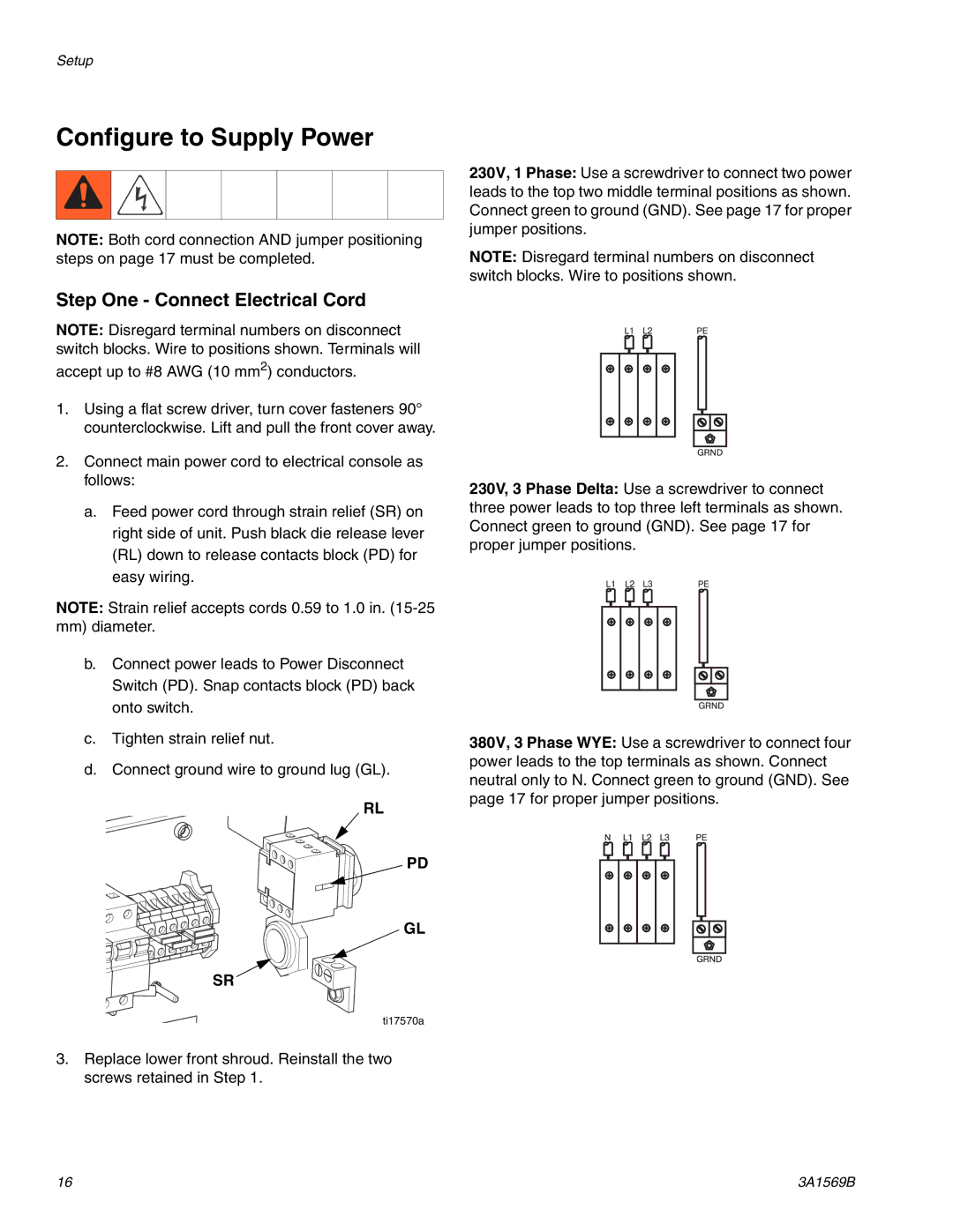 Graco A-25 important safety instructions Configure to Supply Power, Step One Connect Electrical Cord 