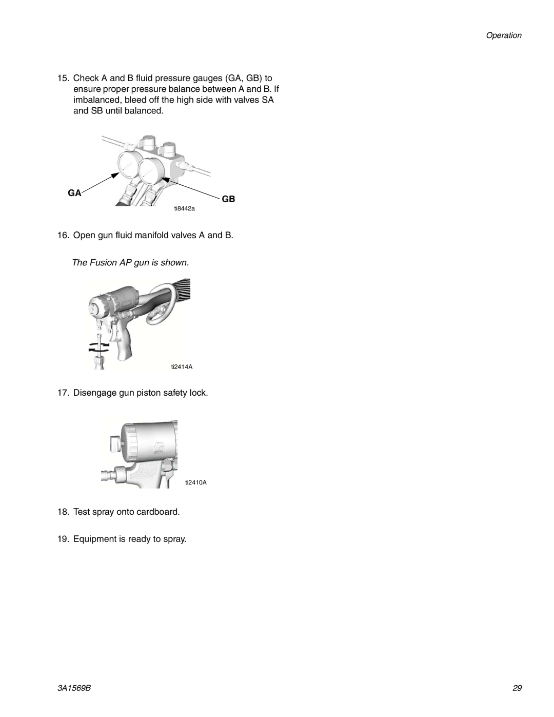 Graco A-25 important safety instructions Open gun fluid manifold valves a and B 