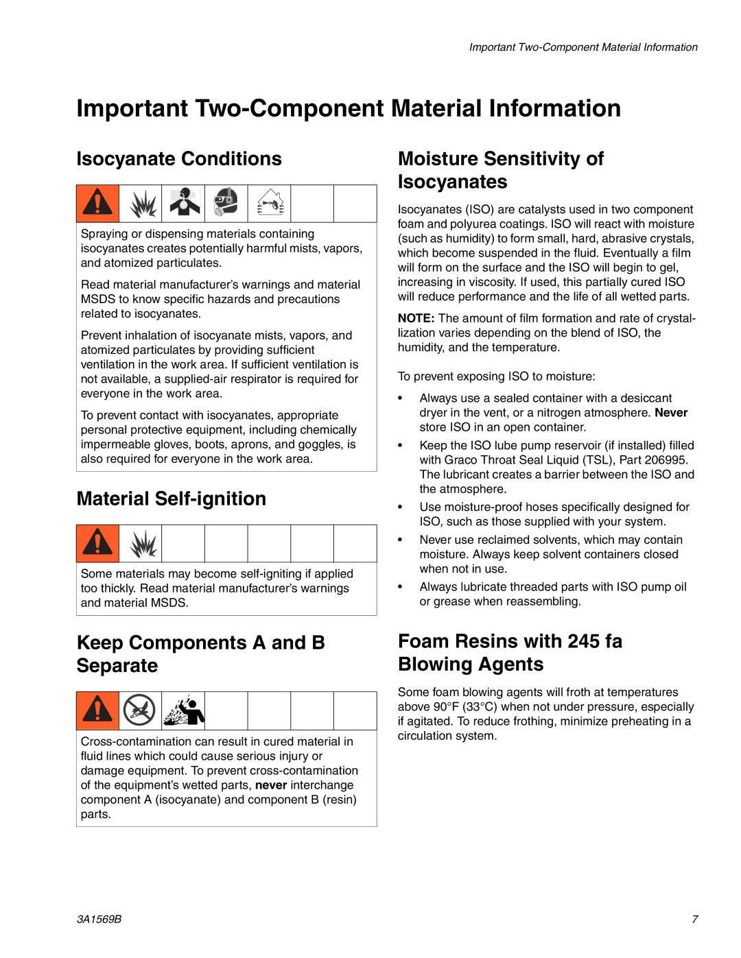 Graco A-25 important safety instructions Important Two-Component Material Information 