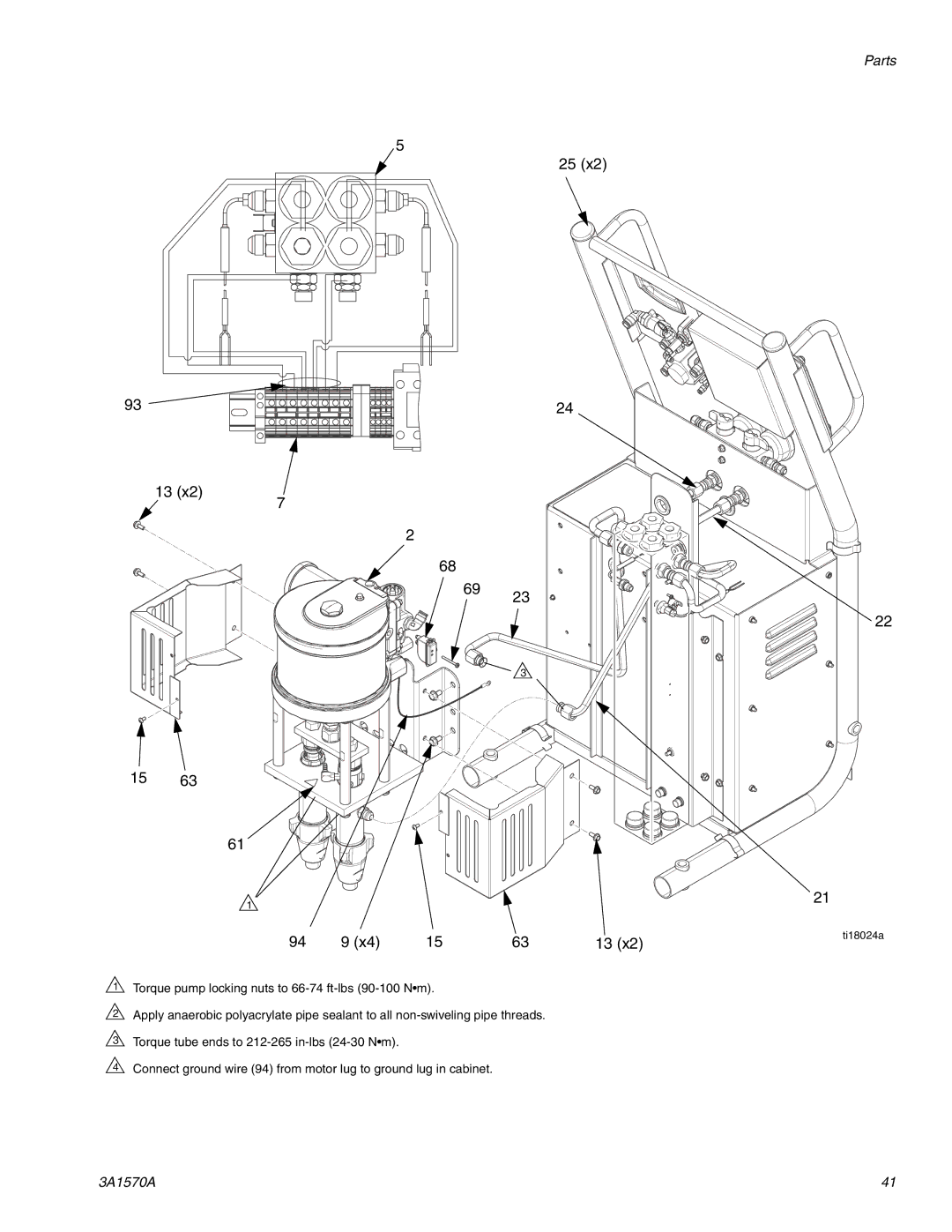 Graco A-25 important safety instructions Torque pump locking nuts to 66-74 ft-lbs 90-100 Nm 