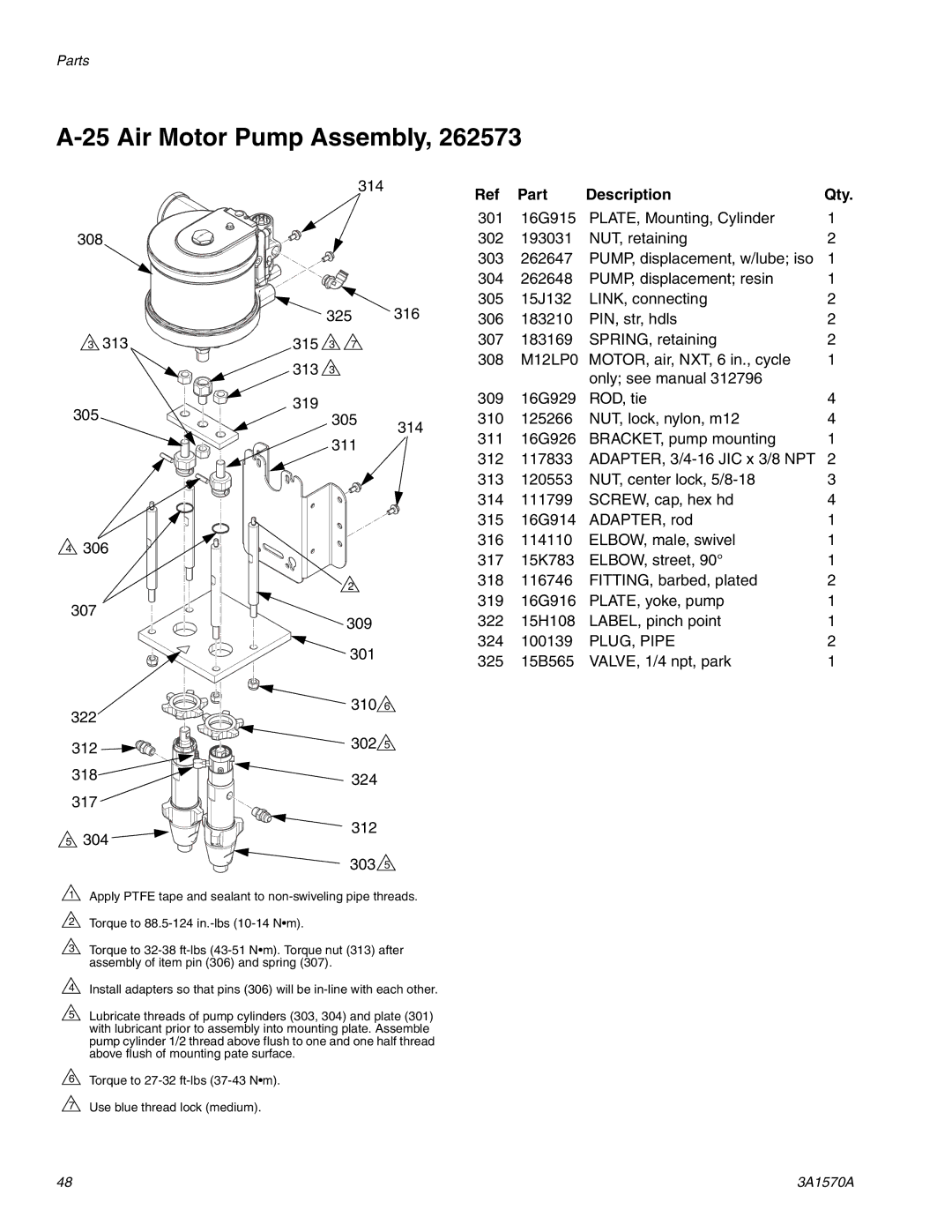 Graco A-25 important safety instructions Air Motor Pump Assembly, PLUG, Pipe 