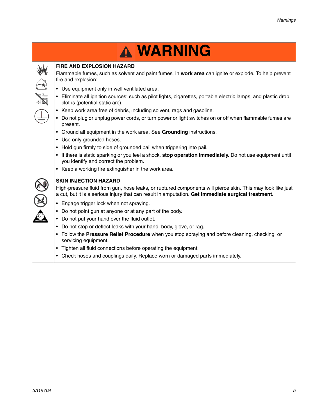 Graco A-25 important safety instructions Fire and Explosion Hazard 