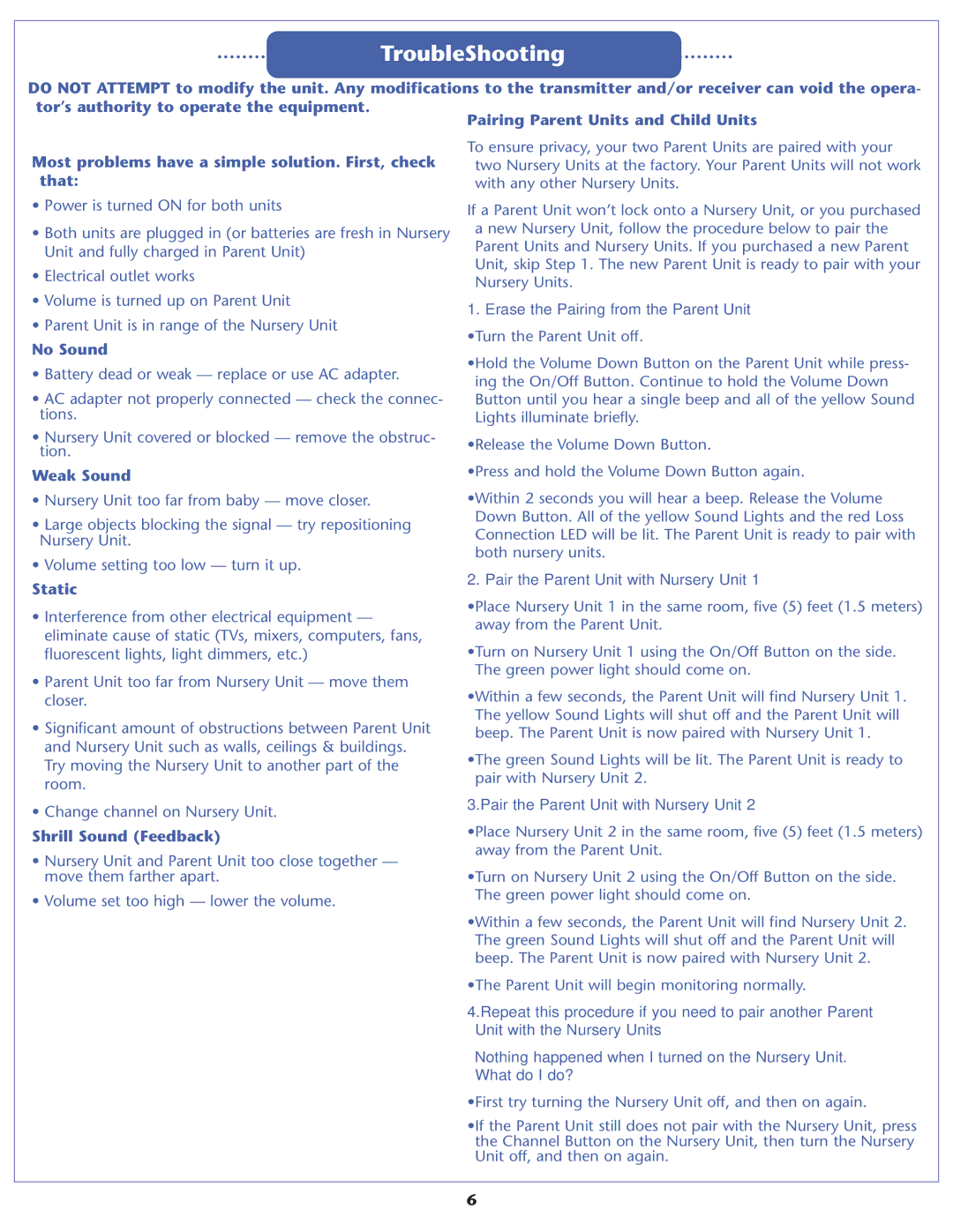 Graco A5220, A3930, 2794 warranty TroubleShooting 