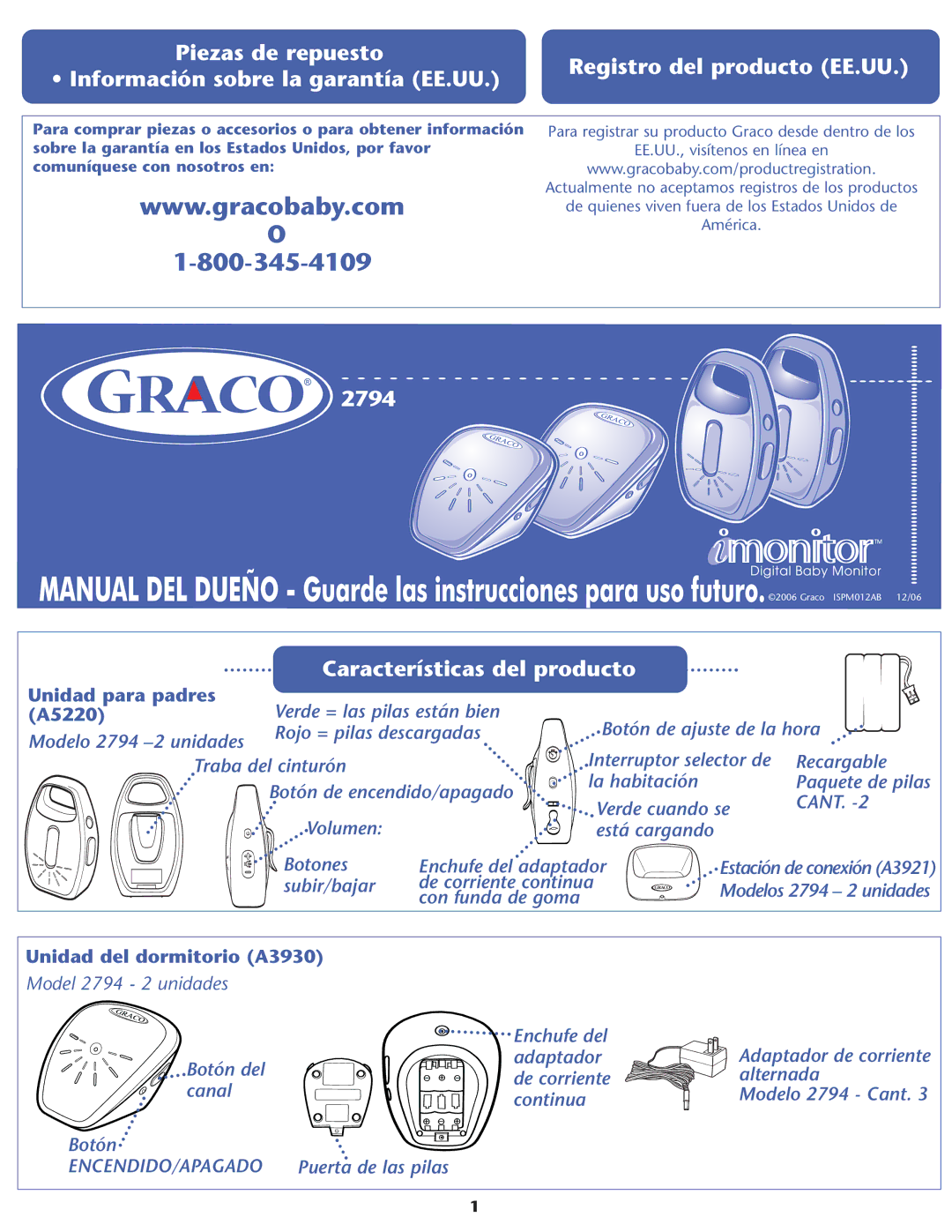 Graco A3930, A5220, 2794 warranty Encendido/Apagado 