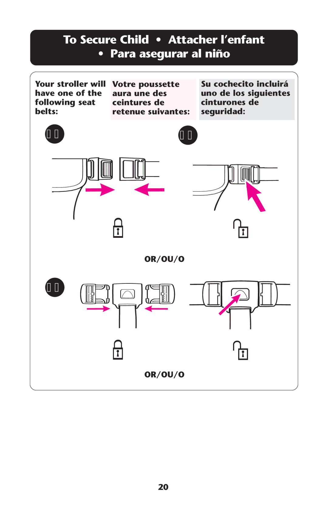 Graco AlanoTM owner manual To Secure Child Attacher l’enfant Para asegurar al niño 