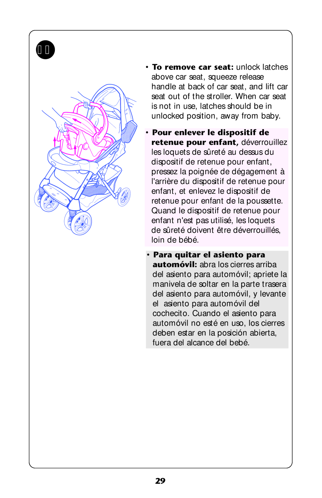 Graco AlanoTM owner manual To remove car seat unlock latches 