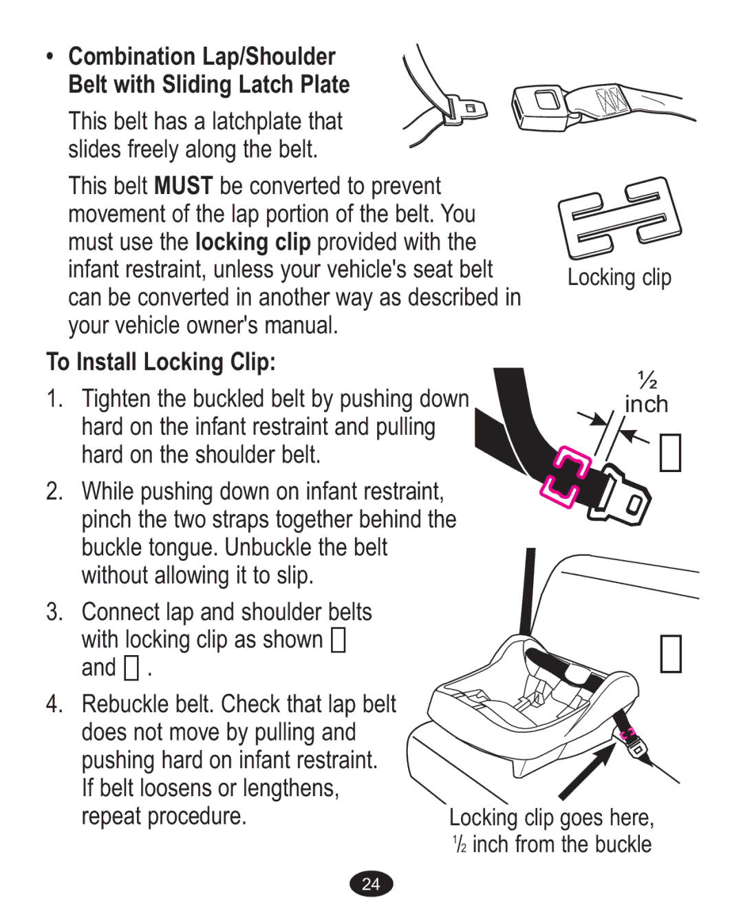 Graco AlanoTM owner manual Locking clip Inch 