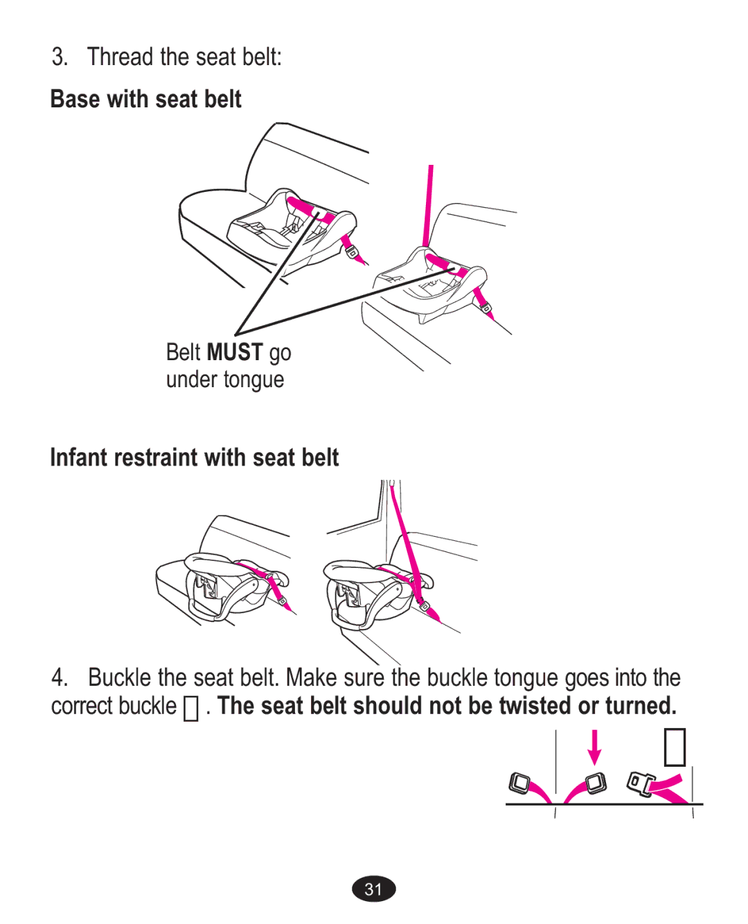 Graco AlanoTM owner manual Base with seat belt, Infant restraint with seat belt 