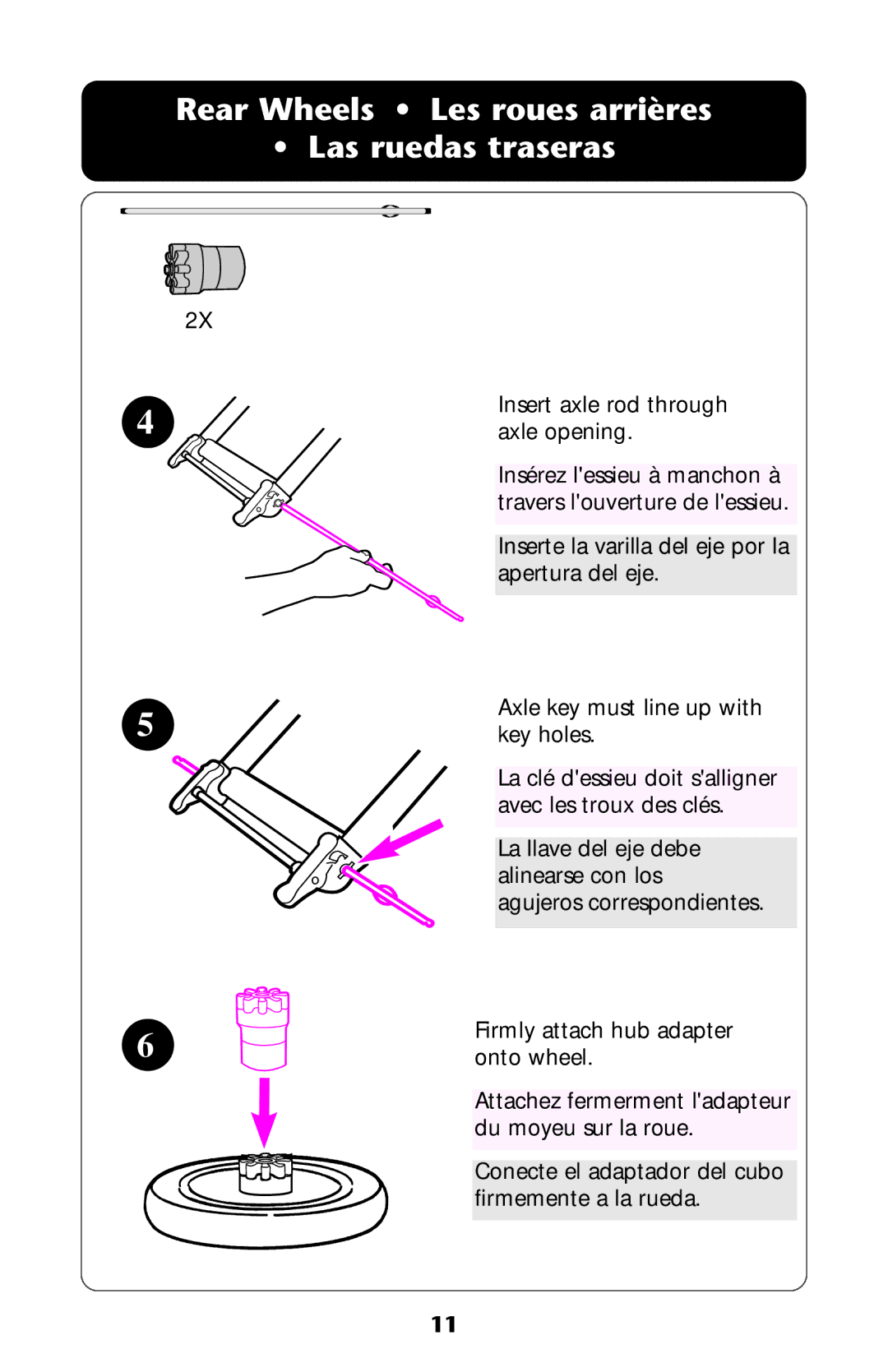 Graco Baby Accessories owner manual Rear Wheels Les roues arrières Las ruedas traseras 