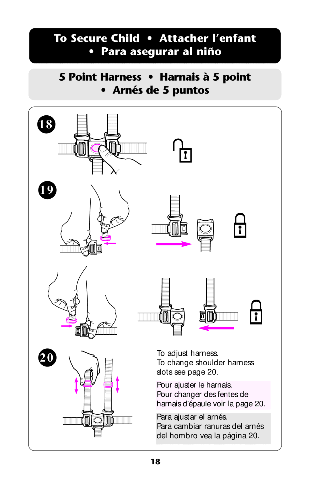 Graco Baby Accessories owner manual To Secure Child Attacher l’enfant Para asegurar al niño 