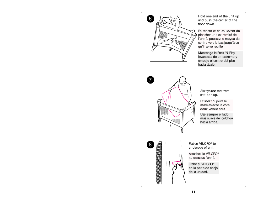 Graco Baby Carrier manual Trabe el Velcro en la parte de abajo de la unidad 