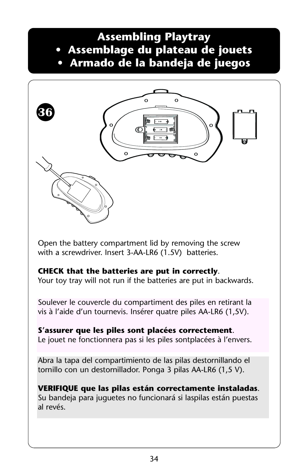 Graco Baby Einstein ISPS037AB 11/05 manual ’assurer que les piles sont placées correctement 