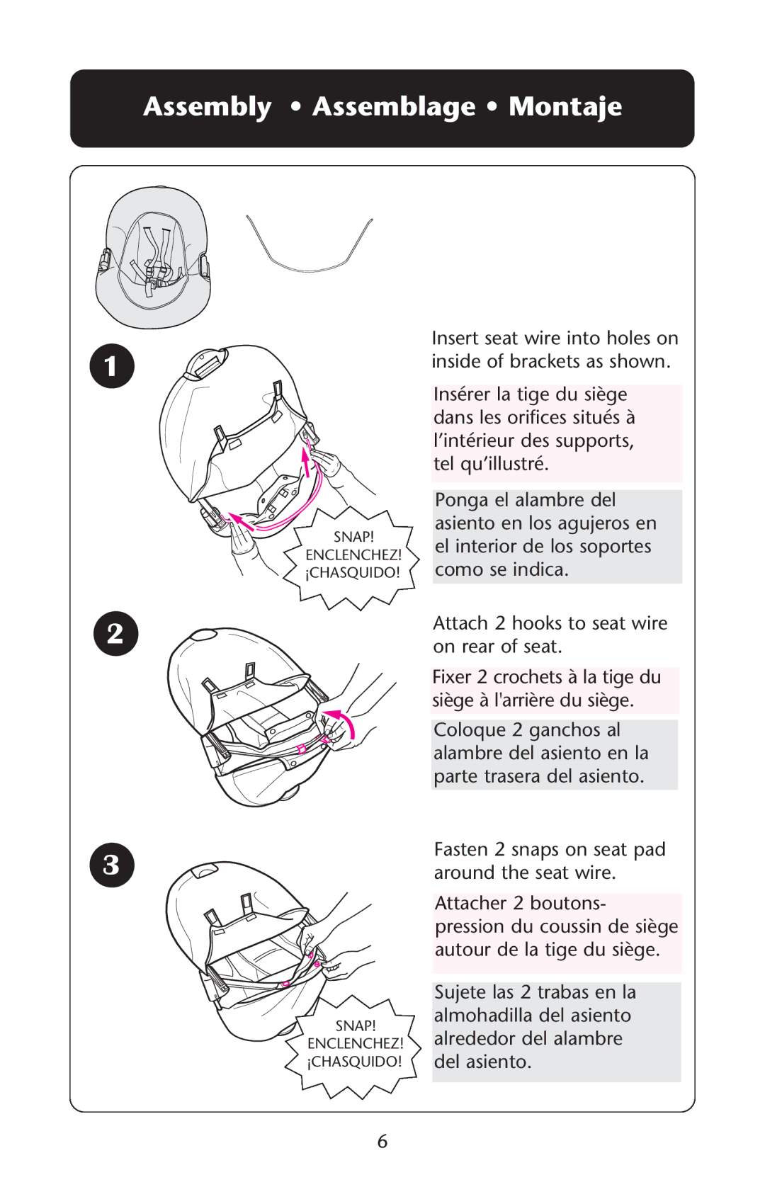 Graco Baby Einstein ISPS037AB 11/05 manual Assembly Assemblage Montaje 