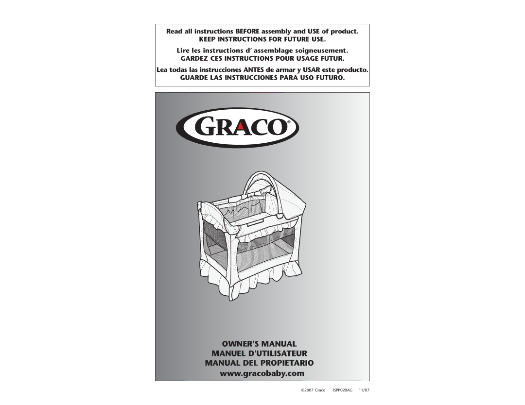 Graco Baby Playpen owner manual Read all instructions Before assembly and USE of product 